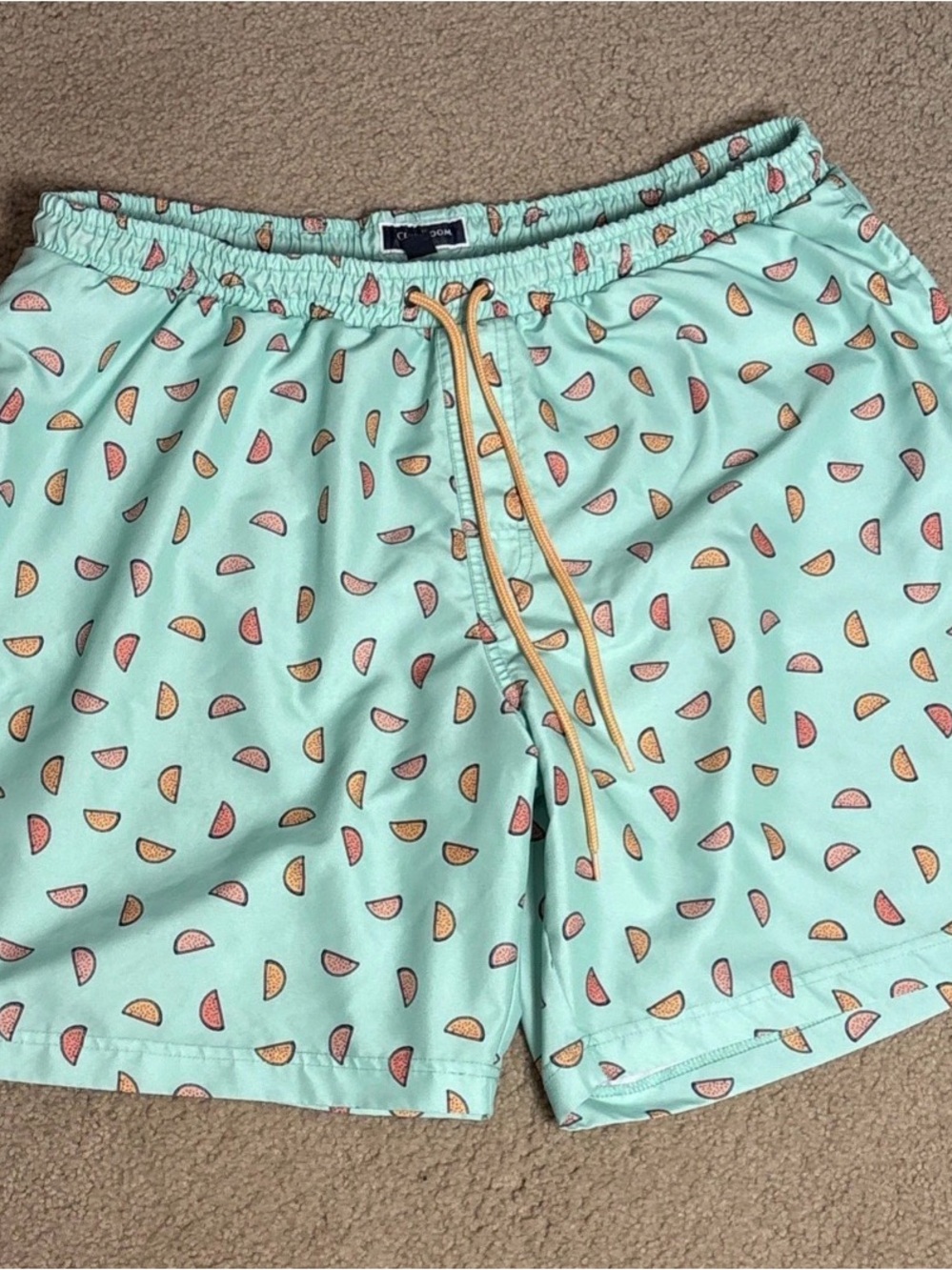 Club Room Swim Trunks Shorts Men Size XXL Lined Drawstring Pockets Green Oranges